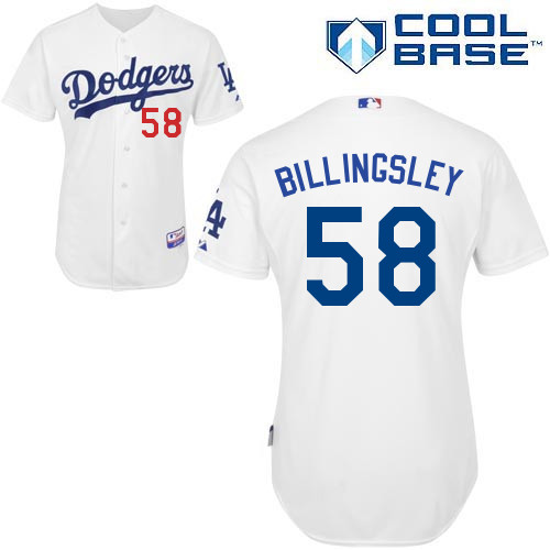 Chad Billingsley #58 mlb Jersey-L A Dodgers Women's Authentic Home White Cool Base Baseball Jersey